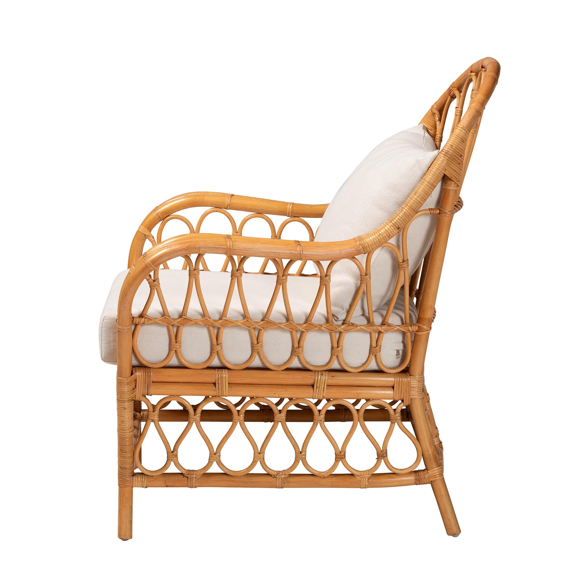 bali & pari Reina Boho Arm Chair, Square, Light Honey