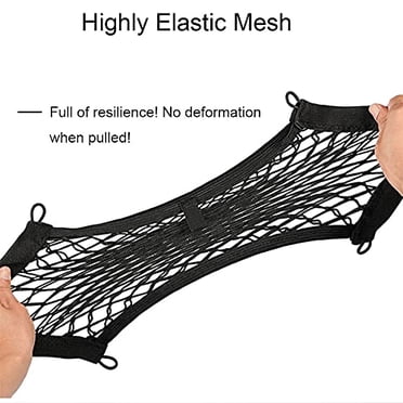 VEEBELL 2-Pack Car Storage Nets 18x9.8 Inch - Elastic Mesh Pocket Organizer For Trunk With Mounting Hardware