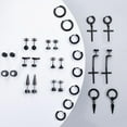 thumbnail image 2 of 15 Pairs Earrings for Men, Black Stainless Steel Earrings Stud Kit for Men Women Fashion Piercing Jewelry Cross Dangle Hoop Earrings Set, 2 of 7