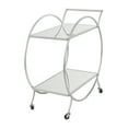thumbnail image 5 of DecMode 14" x 30" Silver Metal Rolling 2 Mirrored Shelves Bar Cart with Wheels and Handle, 1-Piece, 5 of 7