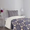 thumbnail image 5 of Ambesonne Mandala Quilted Bedspread Set 2 Pcs, Medieval Exotic Revival, Twin Size, Beige Navy Blue, 5 of 6