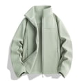 thumbnail image 6 of Kizanda Women Full Zip Outdoor Jacket with Zipper Pockets Stand Collar No Hood Outdoor Hiking Long Sleeve Blouse Fall Winter Mock Neck Casual Outerwear Top XXL, 6 of 9
