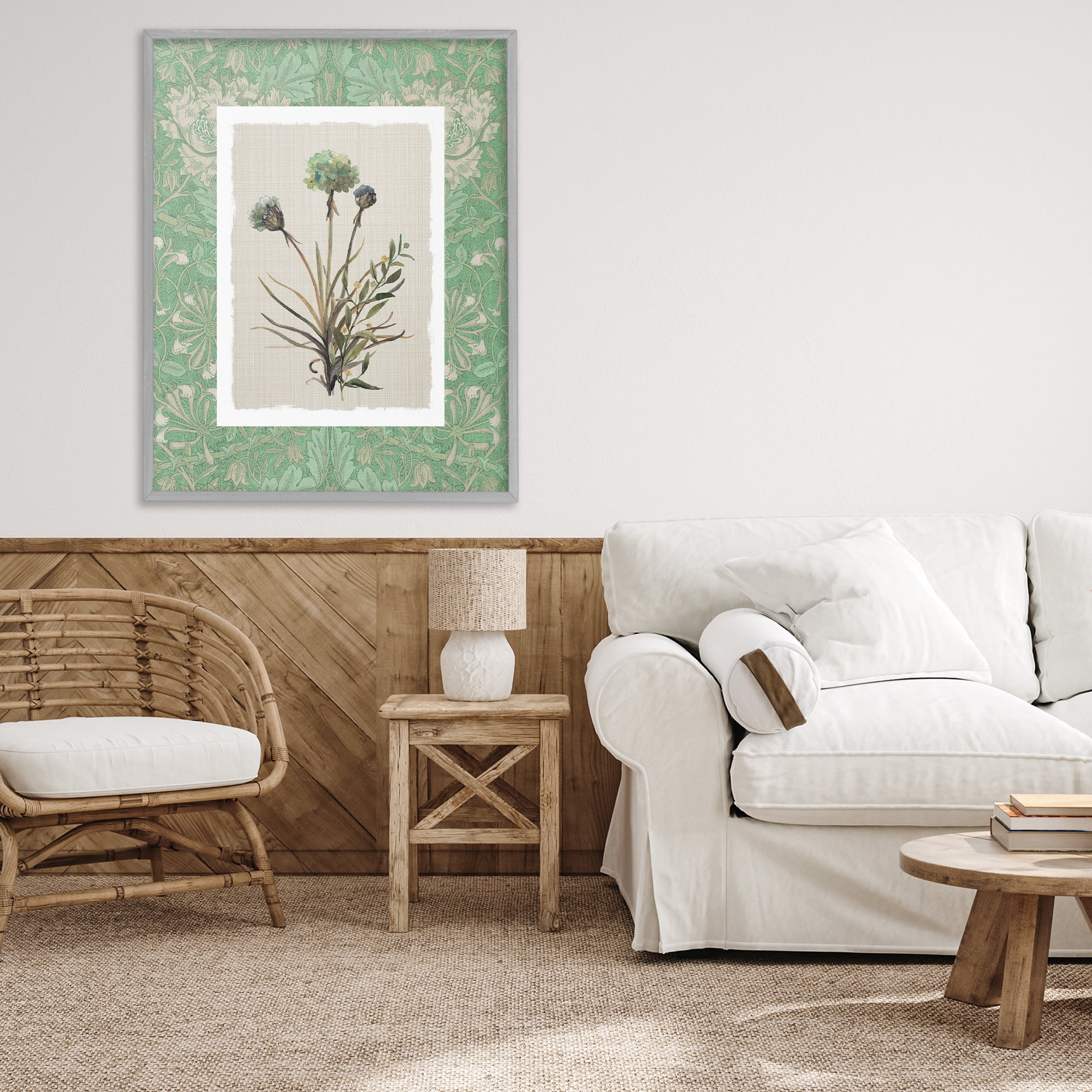 Stupell Industries Vintage Foliage in Green Gray Framed Giclee Art, design by Carol Robinson