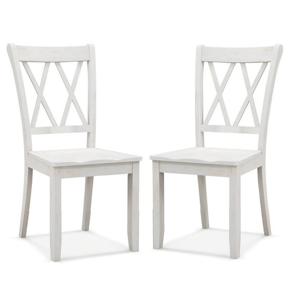 Costway Wooden Dining Chairs Set of 2 with Ergonomic Seat Rubber Wood Frame & High Backrest