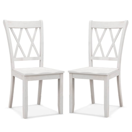 Costway Wooden Dining Chairs Set of 2 with Ergonomic Seat Rubber Wood Frame & High Backrest