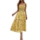 thumbnail image 3 of VISgogo Vestido casual para mujer Estampado floral / Diseño de color sólido Sin mangas Doble correa lateral Pliegues en el pecho Vestido largo de playa VISgogo  moda, 3 of 6