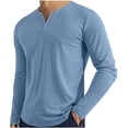 thumbnail image 3 of YODETEY Men’s Lightweight Henley T-Shirt with Long Sleeve,Mens Casual Fit Basic Pullover T-Shirt,Big and Tall Blue,Size XXL, 3 of 8