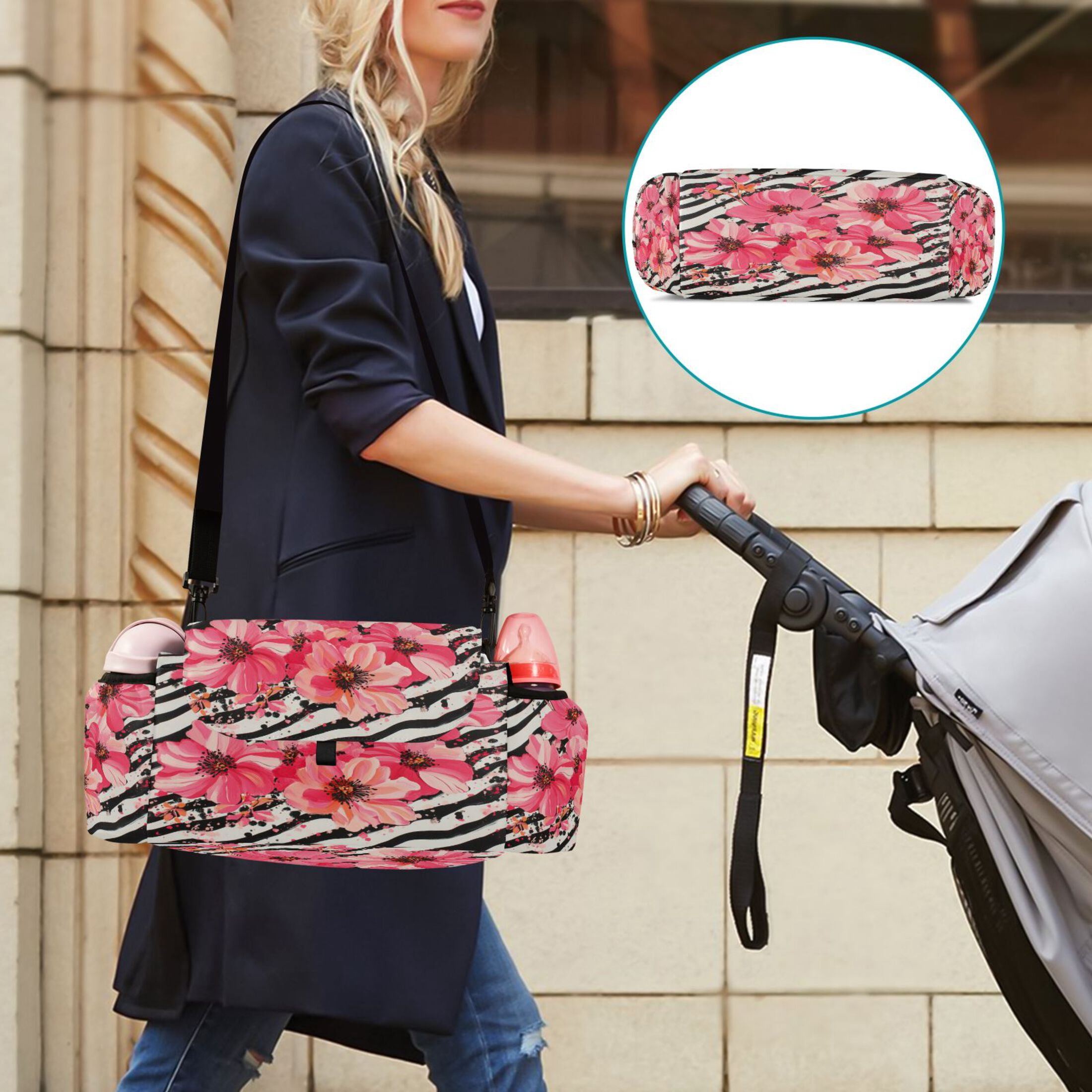 DIXRUYEE Stroller Organizer Blossom Serenade Printed