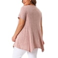 thumbnail image 3 of Tops de túnica de mujer plus size Agnes Orinda, camiseta de punto suelta de verano con cuello redondo, manga corta, blusa casual 3X en color rosa, 3 of 5