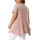 thumbnail image 3 of Tops de túnica de mujer plus size Agnes Orinda, camiseta de punto suelta de verano con cuello redondo, manga corta, blusa casual 2X en color rosa, 3 of 5