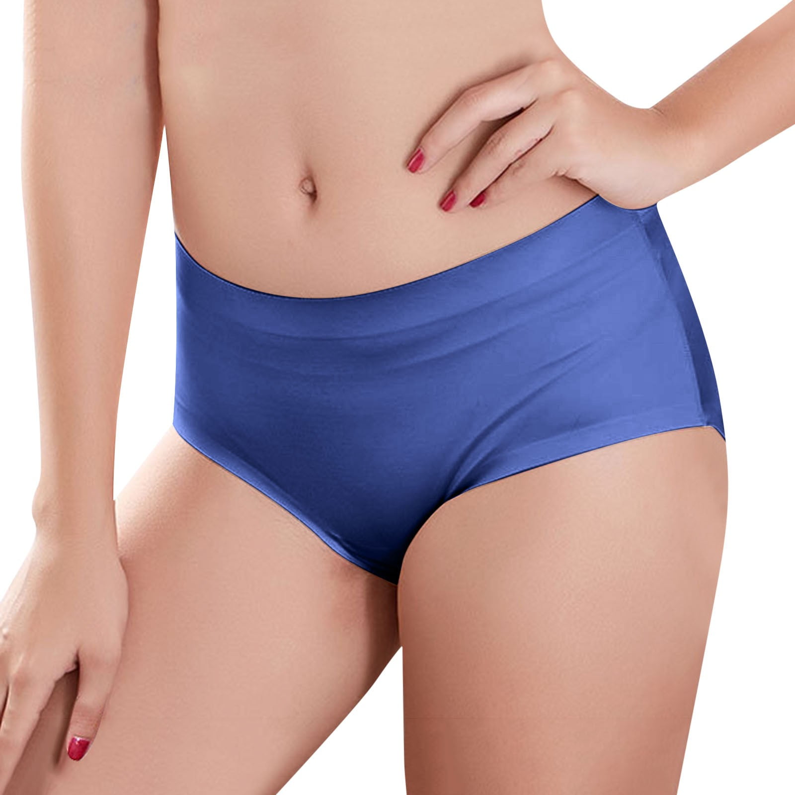 YWDJ Plus Size Underwear for Women Sext Comfort Seamless Mid-waist Lace  Women Underwear Panties Blue L 