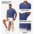 thumbnail image 4 of Taigaofy Men's Henley Shirt Classic Short Sleeve Lightweight Button Slim Fit T-Shirt Casual Top Blue S, 4 of 7
