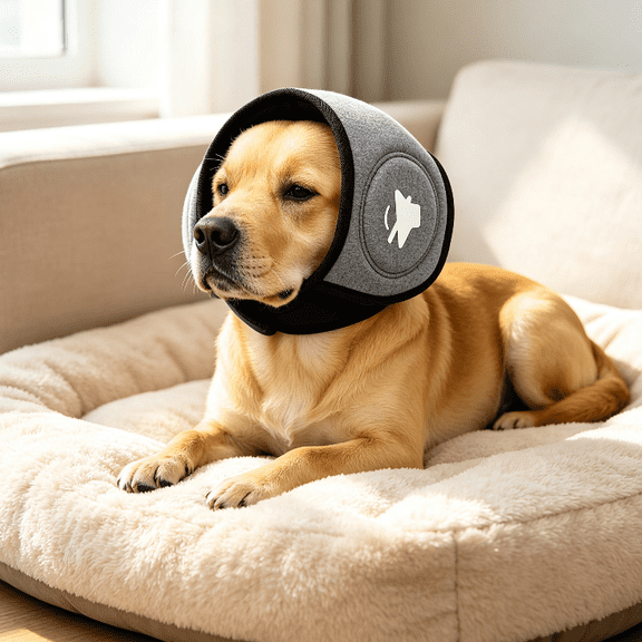 Dog Ear Cover for Noise Reduction,Adjustable Dog Ear Muffs,Soft Breathable Ear Wrap for Grooming,Bathing,Fireworks and Travel Gray L