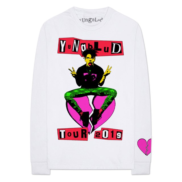 Yungblud - Camiseta Tour Estampado en Espalda y Mangas de Algodón de Manga Larga para Adultos Unisex (Blanco)