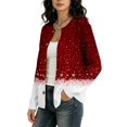 thumbnail image 4 of Women’s Open‑Front Christmas Print Cardigan, Long Sleeve Button‑Down Loose Sweater Coat, Plaid Snowflake Bauble Festive Outerwear for Holiday Events & Fall Winter Daily Casual Outfits,Wine,M, 4 of 6