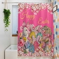 thumbnail image 3 of Pink Spring Easter Long Shower Curtain Set, Waterproof Shower Curtains for Bathroom, Bunny Eggs Floral Botanical Washable Fabric Cloth Bath Curtain for Bathtub Decoration with Hooks 72x84 Inches, 3 of 9