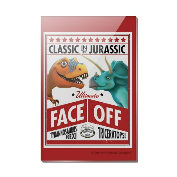Classic in the Jurassic T-Rex Triceratops Dinosaur Train Rectangle Acrylic Fridge Refrigerator Magnet