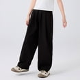 thumbnail image 2 of Jalioing Summer Trousers for Kids Girls Lightweight Elastic Waist Casual Athletic Pants Loose Slacks with Pocket, 2 of 6