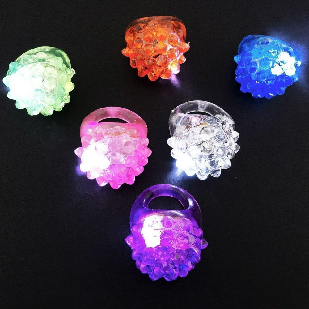 24 PCS LightUp Jelly Rings Flashing LED Party Favors Blinking Bumpy