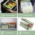 thumbnail image 6 of Linoroso 2 Stackable Leakproof Bento Lunch Box for Adults,  All-in-One Bento Box with Sauce Cups, Fork and Spoon - Pale Mint, 6 of 10