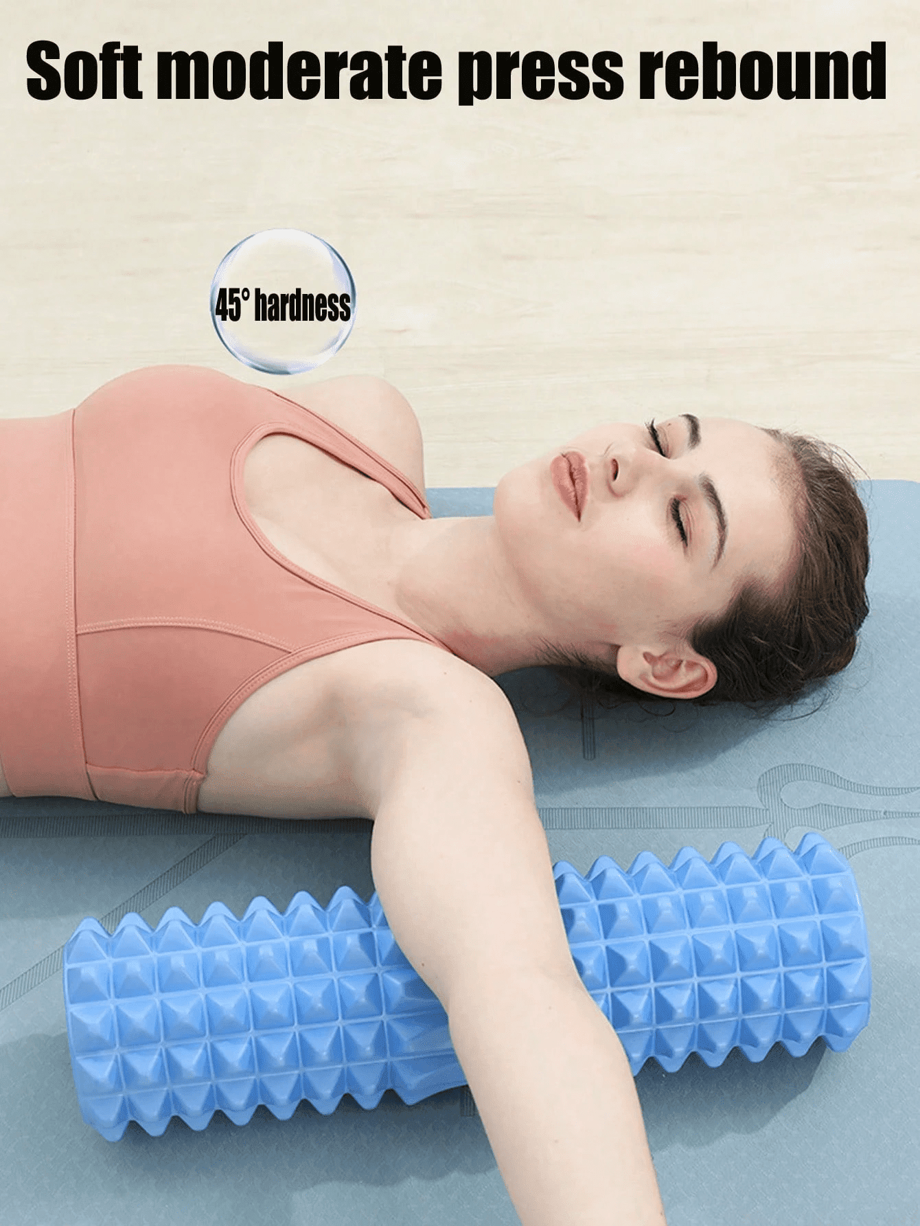1pc Pink Foam Yoga Massage Roller, High Density Textured Muscle Roller for Deep Tissue Massage, Lightweight Fitness Accessory for Yoga, Pilates & Muscle Recovery