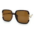 thumbnail image 4 of Womens Oversized Rectangle Floral Chain Arm Designer Fashion Sunglasses Tortoise - Brown, 4 of 6