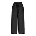 thumbnail image 4 of Wide-Leg Pants for Women Flowy Casual Drawstring Waist Wide Leg Solid Color Pants Elastic-Waistband Pocket Pants, 4 of 9