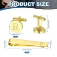 thumbnail image 2 of Uxcell Gemelos, Clip de Corbata Inicial y Conjunto de Gemelos para Hombres Clásico de Cobre, Letra R (Tono Dorado), 2 of 6