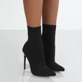 thumbnail image 2 of Rokment Stiletto Slip on Socks Mid Calf Dress Boots for Women Ladies Stretchy Knit Fashion Pointed Toe High Heels Dressy Pumps Short Booties Business, 2 of 5