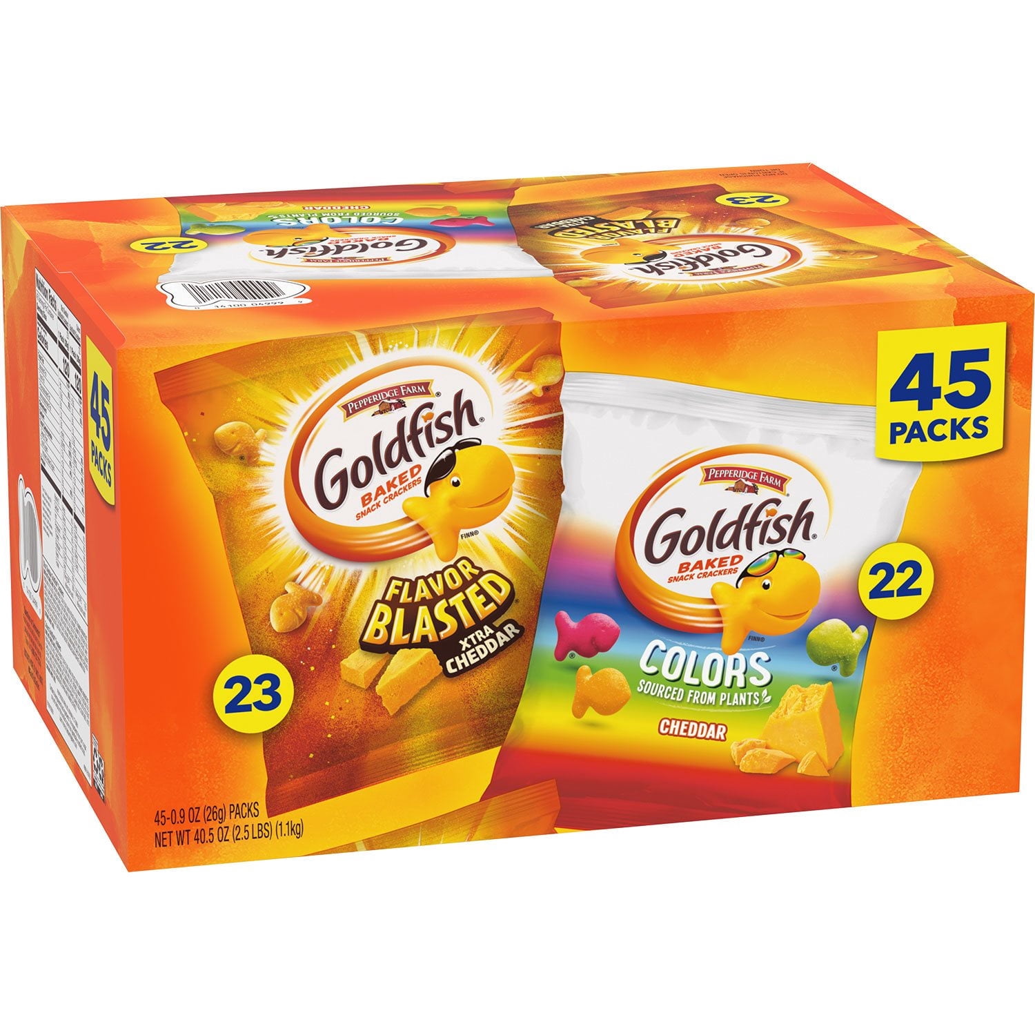 Pepperidge Farm Goldfish Crackers Variety Pack, Baked Snack, 0.9 oz., 45 pk. With White Bowl By OMA