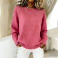 thumbnail image 5 of GILIGEGE Women’s Long Sleeve Crew Neck Cropped Sweaters,Lightweight Pullover Tops,Work Business Casual Outfits,Soft Knit Fall Sweater,Winter Clothing,Classic Basic Everyday Layer Hot Pink M, 5 of 9