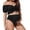 Black-F, variant on Maternity High Waist Swimsuit Ruffle Hem Bikini Bathing Suit Shirred Bandeau Two Piece Pregnancy Adjustable Straps Swimwear