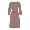 thumbnail image 5 of IROINNID Cocktail Dress for Women Wedding Guests Dresses for Women Long Sleeve Round-Neck Slim Dress Solid Classic Dress Deals,Coffee, 5 of 7