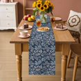 thumbnail image 2 of Dandelion Table Runner - 90 Inch Long Navy Blue Flowers Modern Minimalist Spring Cotton and Linen Blended Dress Scarves Farmhouse Table Runner for Kitchen Dining, Coffee Table, 13" x 90", 2 of 8