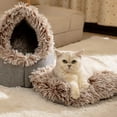 thumbnail image 4 of pitrice Antidérapant Innovation Fermé Chat Portable Peluche Grotte pour Chats Réchauffant Nid pour Animal Intérieur - pour Chaleur Convient aux Animaux Vert, 4 of 5