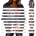 thumbnail image 3 of Gsakboxl Tops for Women Casual Independence Day American Flag Star Pattern Notch V Neck 3/4 Sleeve Peplum Hem Patriotic Blouse Fashion Daily Top Red 3XL, 3 of 4