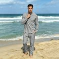 thumbnail image 5 of GrmtClth Mens Everyday Henley Matching Set Stand Collar Long Sleeve Shirt and Drawstring Pants Outdoor Leisure Outfit Dark Gray 2XL, 5 of 6