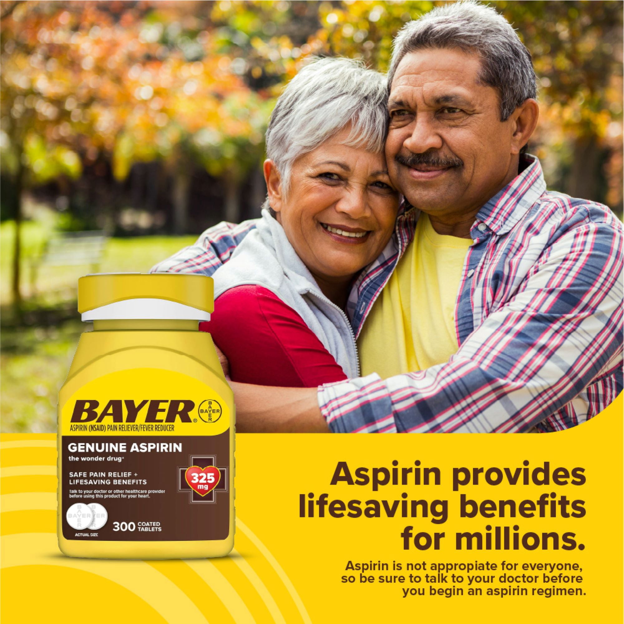 (4 pack) Bayer Genuine Aspirin 325 mg Coated Tablets for Multi-symptom pain relief and Headache Relief, 200 Count
