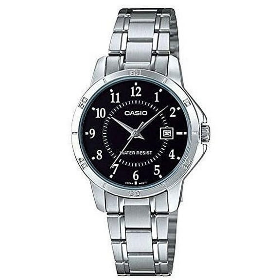 Casio Women's Silver Stainless Steel Black Dial Analog Watch LTP-V004D-1B