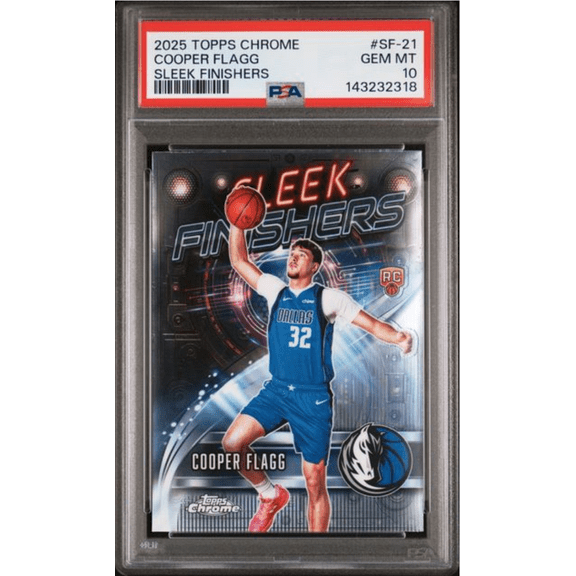 Graded 2025 Topps Chrome Cooper Flagg #SF21 Sleek Finishers Rookie RC Basketball Card PSA 10 Gem Mint