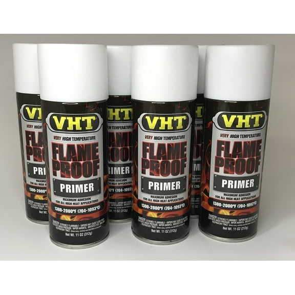 VHT SP118-6 PACK FLAT WHITE High Temperature Flame Proof Header Paint - 11 oz