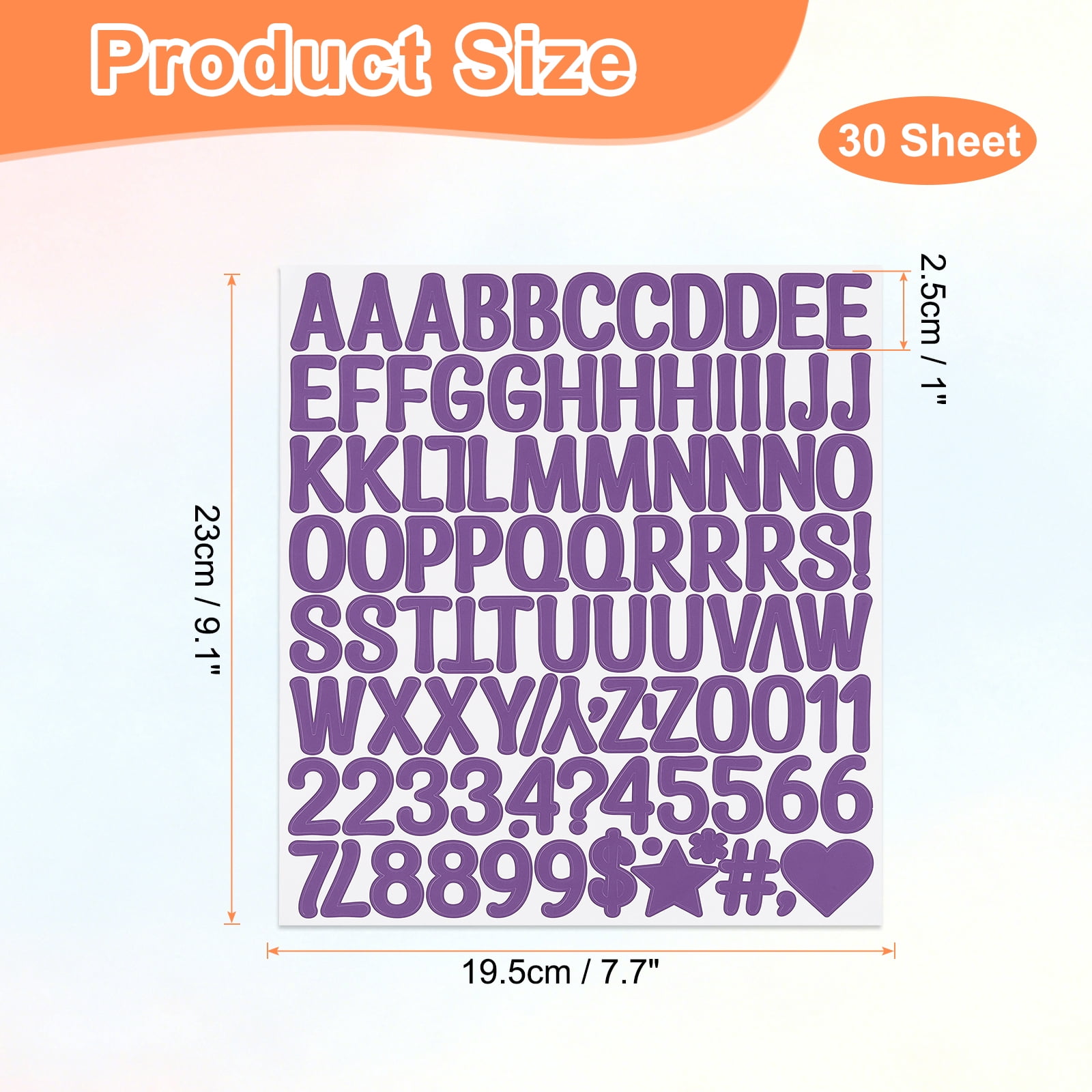 Uxcell 1 Inch Letter Stickers, 30 sheet Alphabet Number Stickers Self Adhesive Handwriting Vinyl Stick on Letters for Mailbox Number Scrapbooking Sign Bottles Craft, Purple