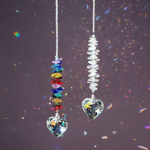 Colgantes de cristales, lámpara de araña, prismas de cristal, adorno colgante, colgantes de cristal de chakras, fabricante de arcoíris, paquete de 2
