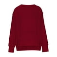 thumbnail image 5 of FAIWAD Womens Long Sleeve Round Neck Sweatshirt Loose Plus Size Basic Solid Color Side Split Pullover Tops, 5 of 5