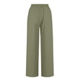 thumbnail image 5 of Outfmvch Cotton Linen Pants for Women Flowy Lounge High Waisted Linen Pants Women Gaucho Pant Culottes for Women Drawstring Elastic Waist Casual Drawstring Flowy Pants Women' S Culottess Green S-2XL, 5 of 8