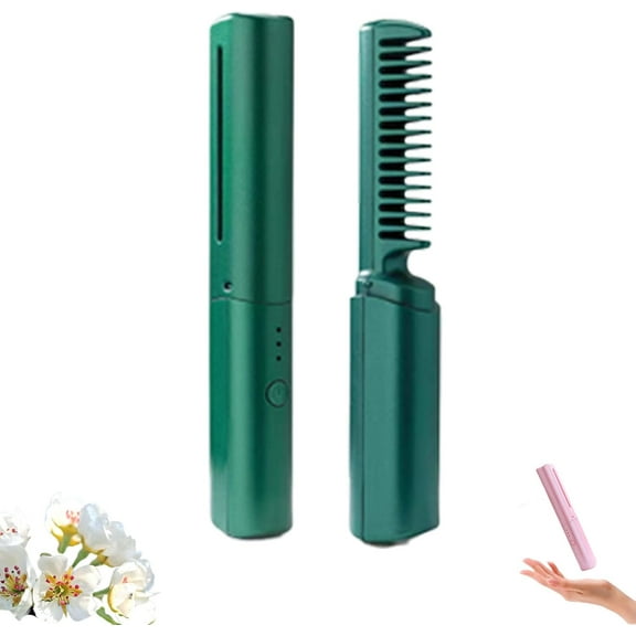 Ceramic Hairdressing Comb, Frizz-Free Hair Anytime, Cordless Portable Wireless 2-In-1 Hairs Dressing Combs, for Straight and Curly Hairs, Fast Heating