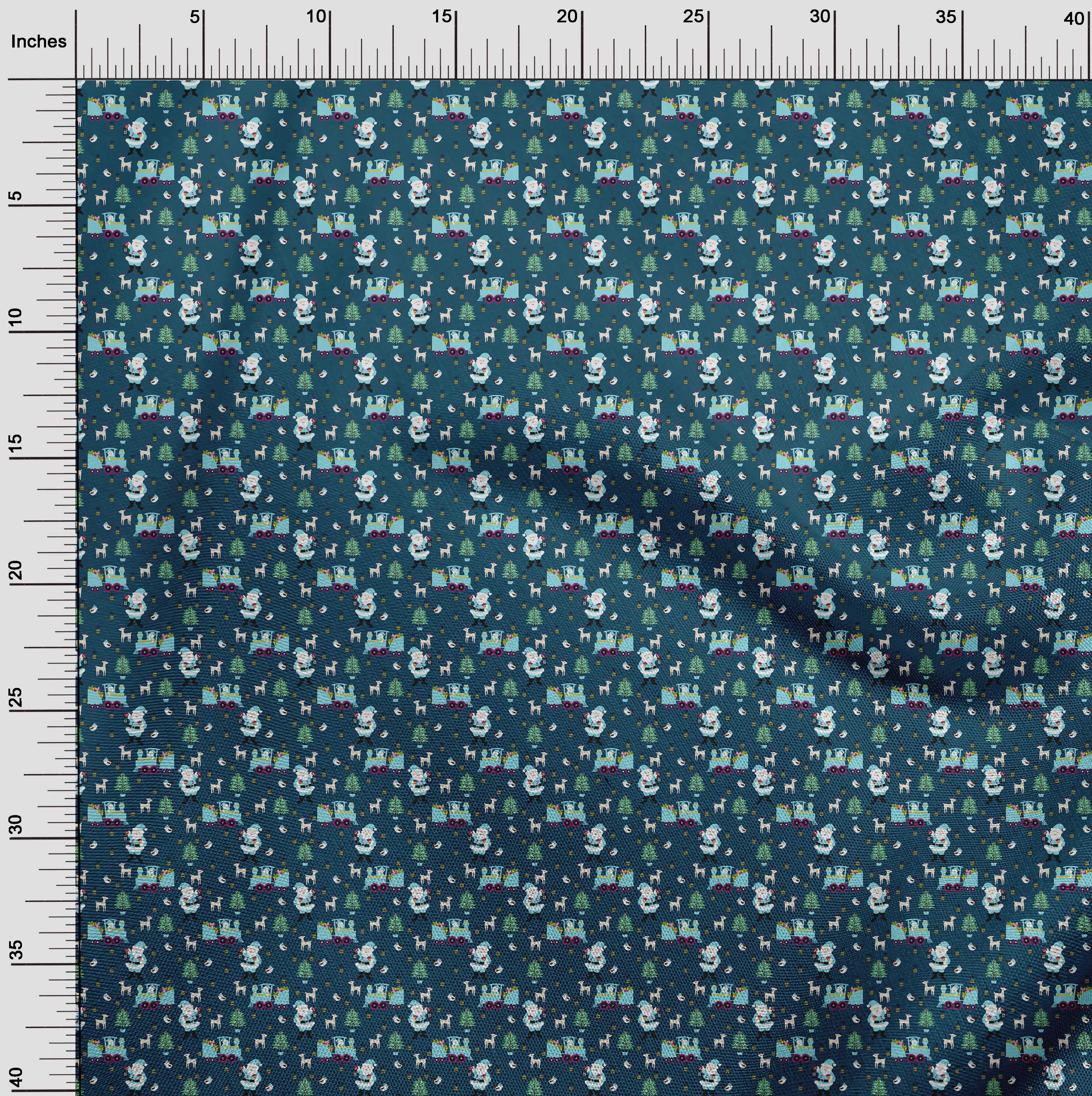 oneOone Cotton Jersey Teal Blue Fabric Christmas Sewing Material Print Fabric By The Yard 58 Inch Wide