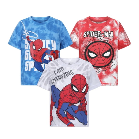 Marvel Spider-Man Short Sleeve T-Shirts (Boys), 3 Pack, Sizes 2T-16