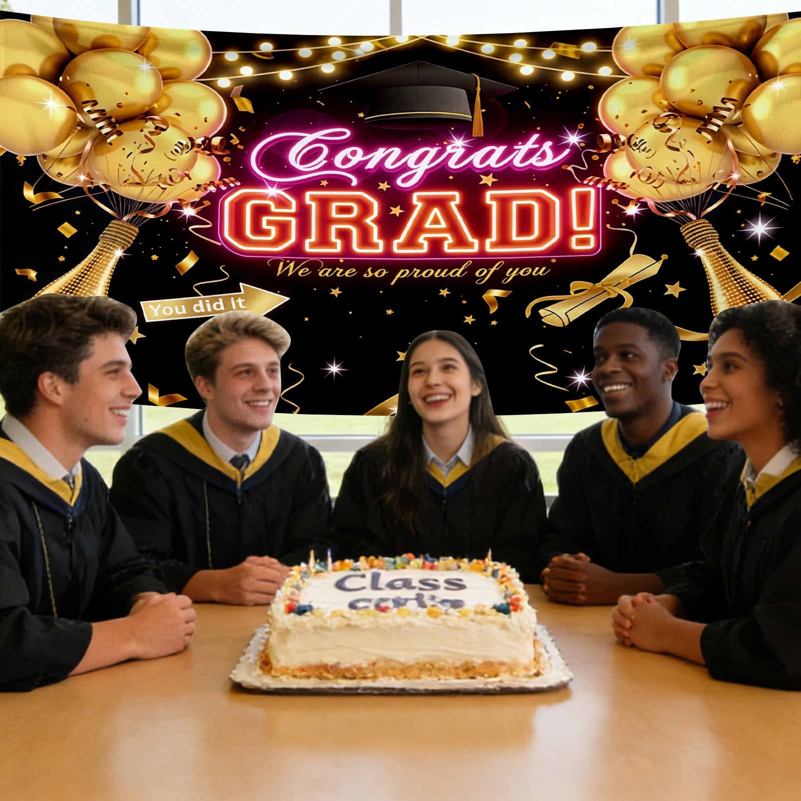Win s Way 2026 Graduation Banner Customizable Class Of Horizontal for Party Celebration Outdoor Indoor Use Large Size