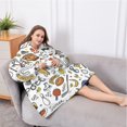 thumbnail image 5 of Oversized Wearable Blanket Hoodie,Baseball Football Pattern Sherpa Blanket Hoodie with Super Pockets,Super Warm Fuzzy Pullover for Women & Men, 5 of 6